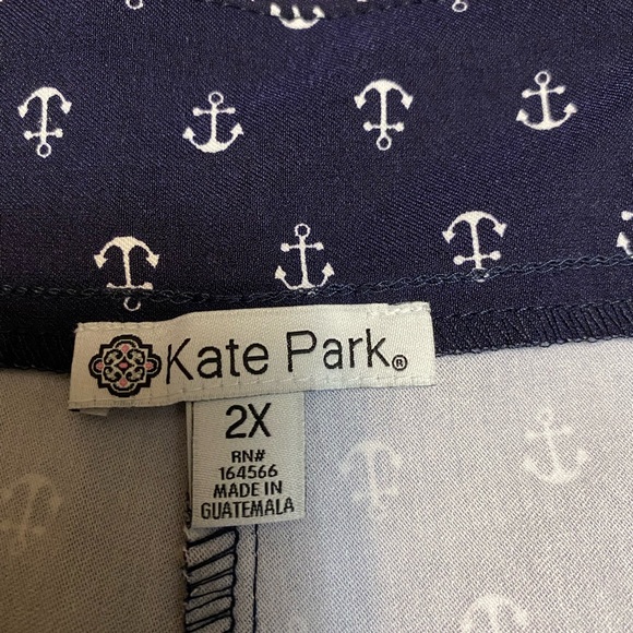 Kate Park Women’s Stretch Pull-On Shorts Navy Blue White Anchor Size 2X NWT - Picture 3 of 7